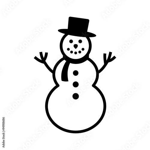 Happy winter snowman with hat and scarf line art icon for apps and websites