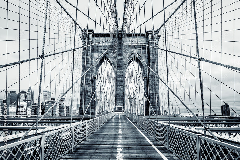 Fototapeta Czarno-biały Brooklyn Bridge