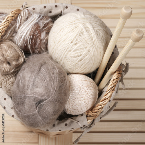 Knitting set in basket