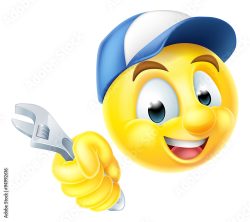 Plumber Mechanic Emoticon Emoji with Spanner
