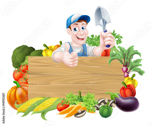 Gardener and Vegetables Sign