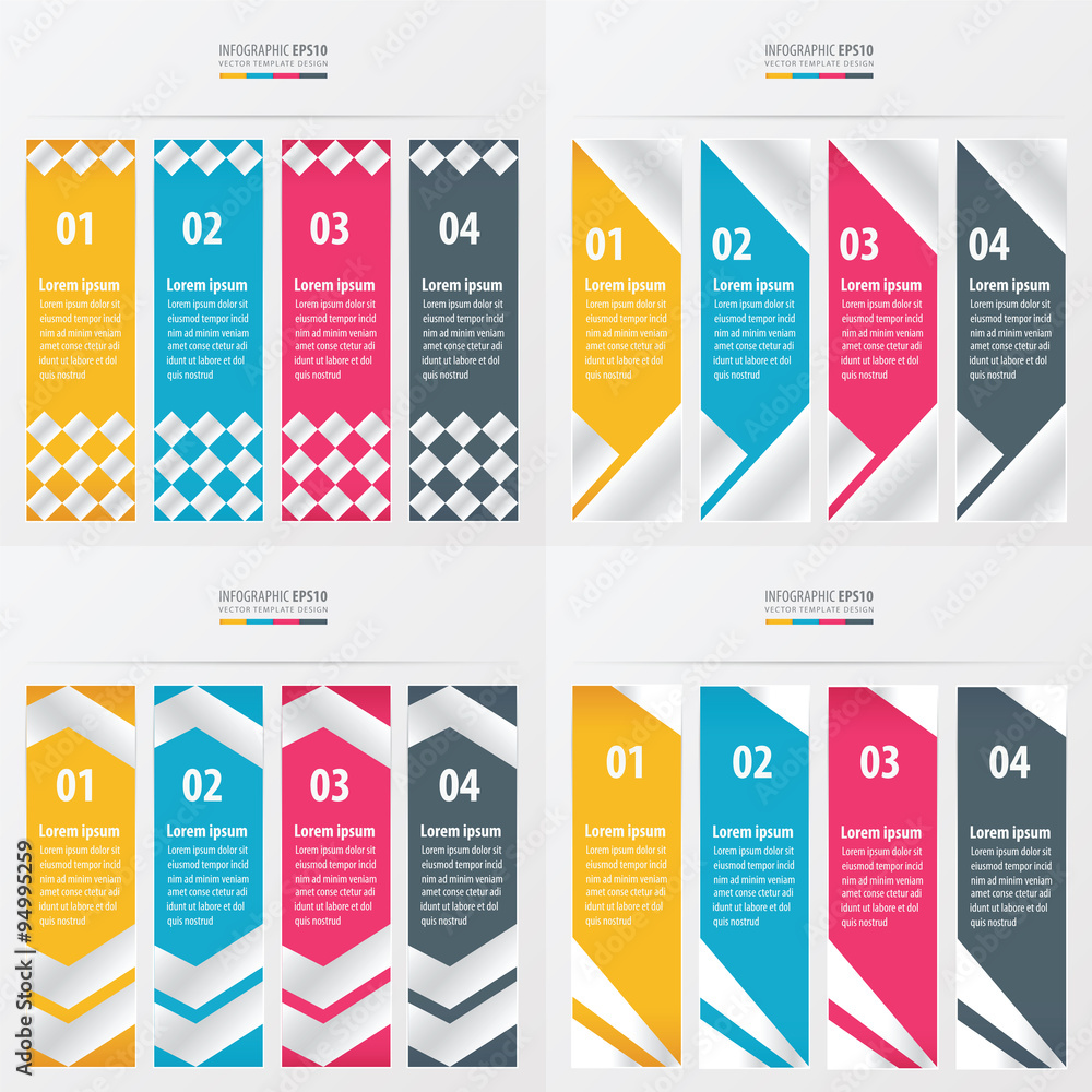 4 item vector banner design yellow, blue, pink color 4 item vector banner design yellow, blue, pink color