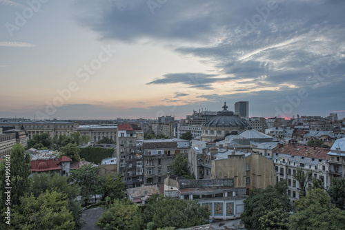 Bucharest center view, with the Romanian Athenaeum in front