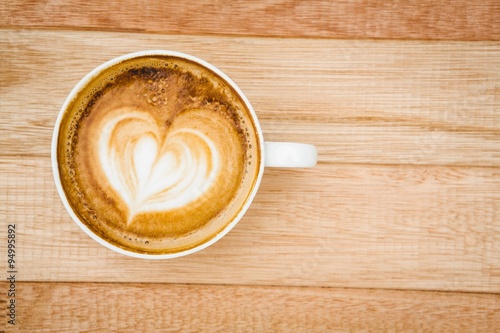 View of a heart composed of coffee