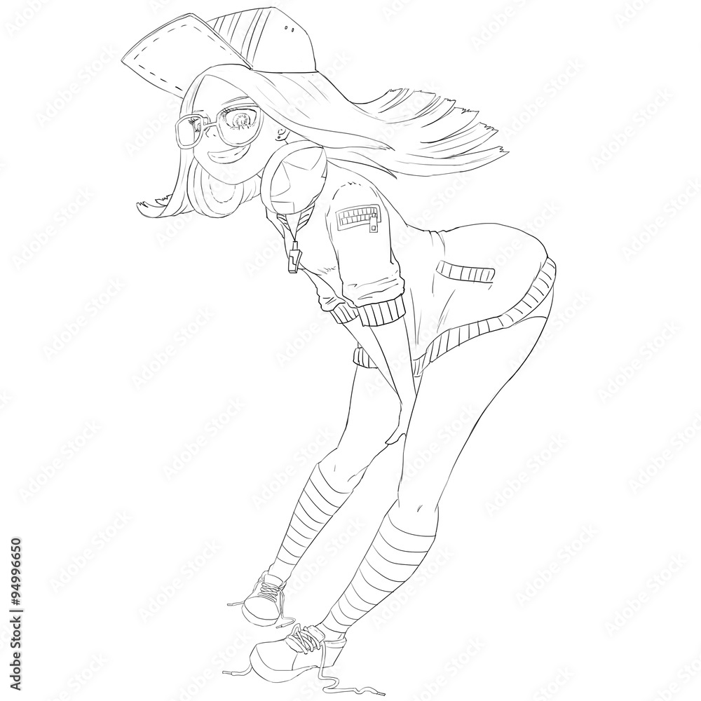 Sports Girl - Outline - Character Design Sports Girl - Outline - Character Design