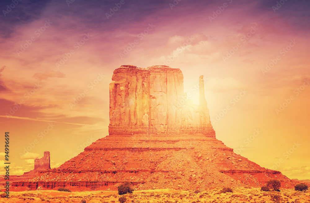 Beautiful sunset over Monument Valley, USA.