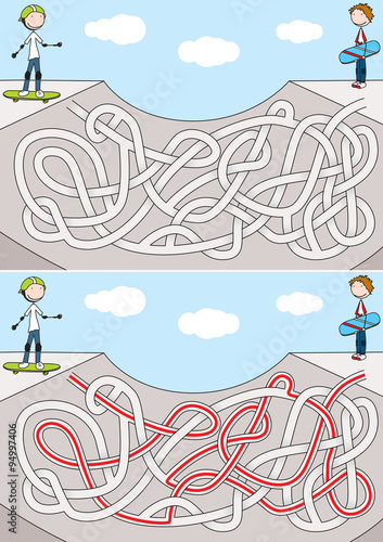 Skateboard park maze