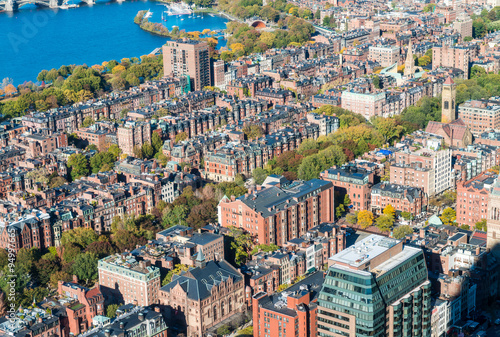Aerial view of Boston skyline photo