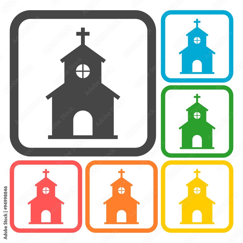 Church icons set Church icons set