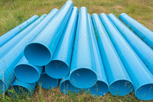 Obraz na płótnie Blue pipe for construction on filed w salonie