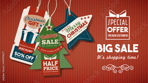 Chiristmas sales banner with tags