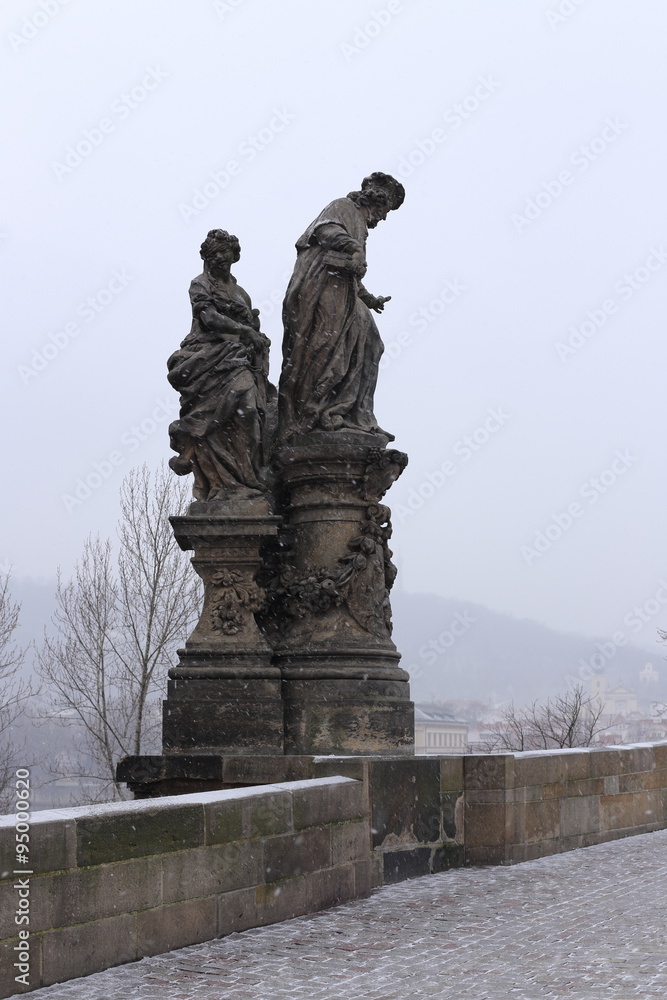 Romantic Snowy Prague, Czech Republic 