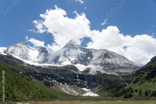 Tibet snow mountain with Grassland