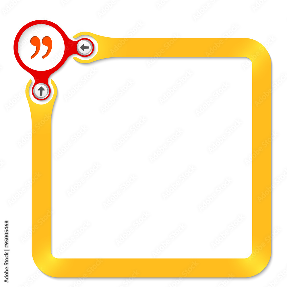 Red circle with question mark and yellow frame for your text Red circle with question mark and yellow frame for your text