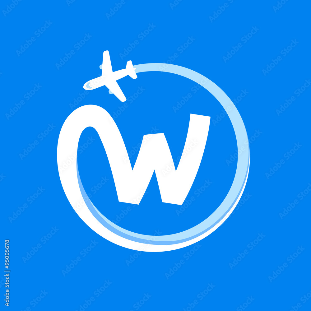 Fotografie W letter with airline and plane.