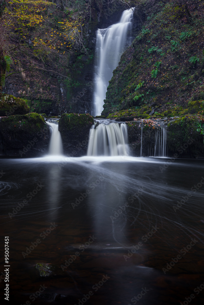 Sgwd Einion Gam, a very difficult waterfall to get to around the Pontneddfechan part of Glynneath, South Wales, UK.