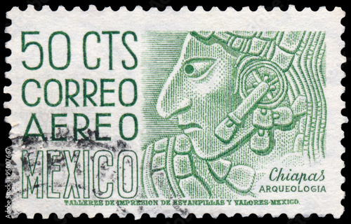 Stamp printed in the Mexico shows Chiapas, Bas-relief Profile