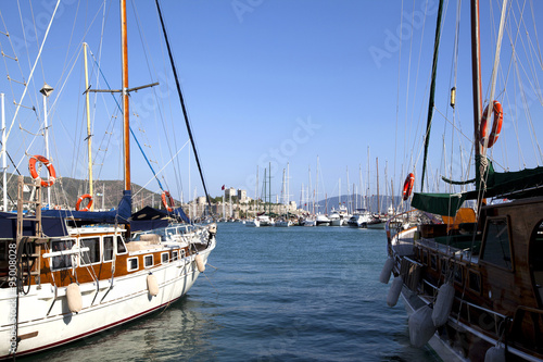 Bodrum Castle and marina of beautiful tourism city Bodrum