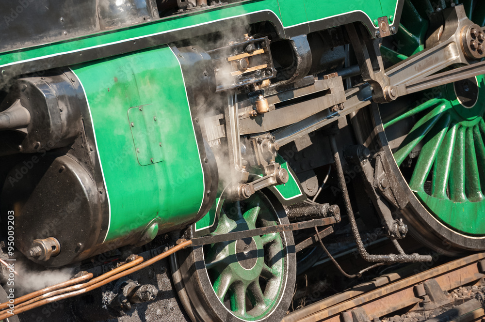 Steam Train Inner Rods vintage steam locomotive wheels and coupling rods Stock Photo | Adobe Stock