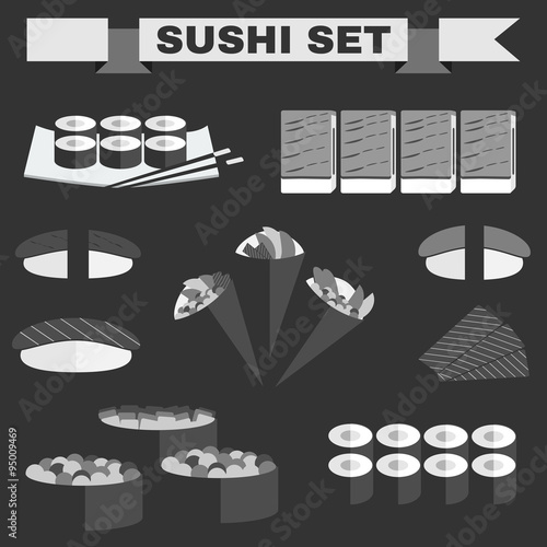 Sushi Plate big icon set
