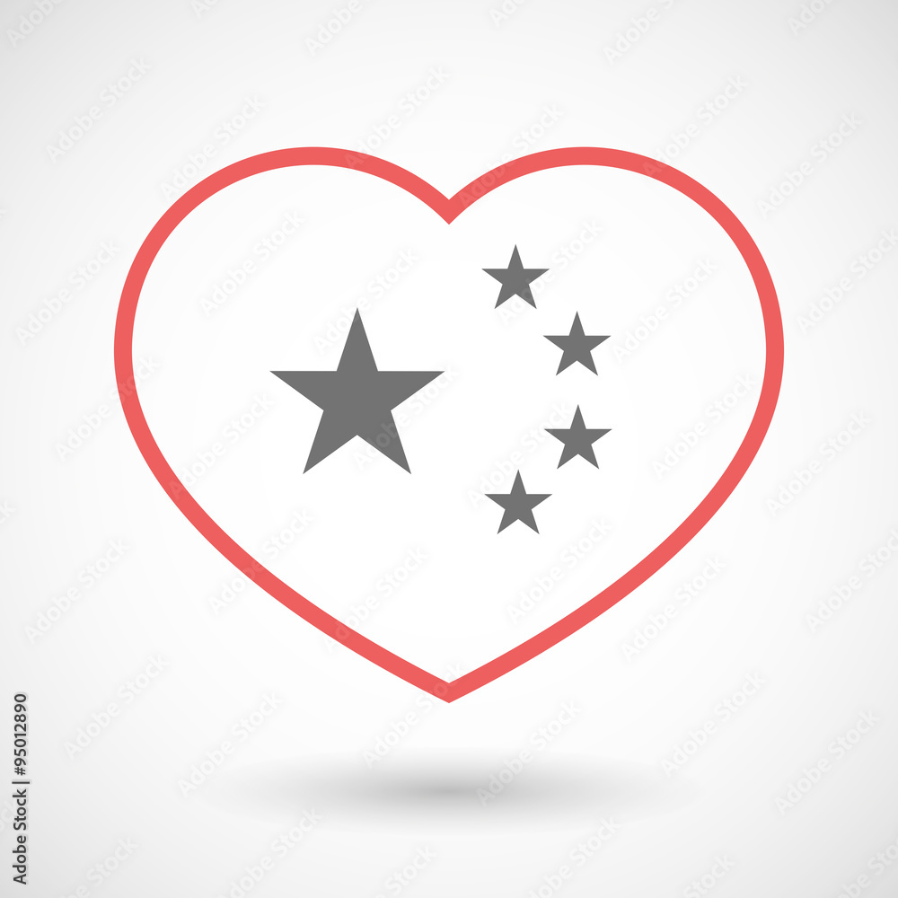 Line hearth icon with the five stars china flag symbol Line hearth icon with the five stars china flag symbol