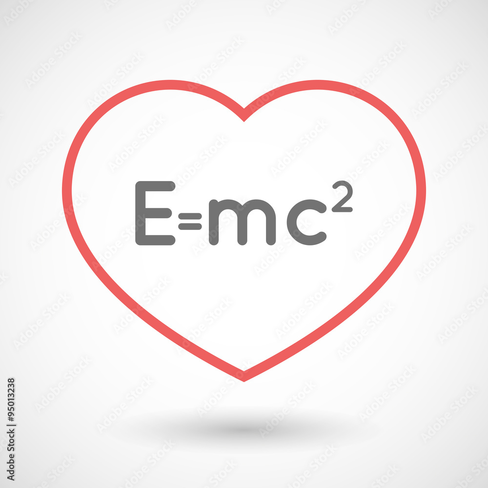 Line hearth icon with the Theory of Relativity formula Line hearth icon with the Theory of Relativity formula