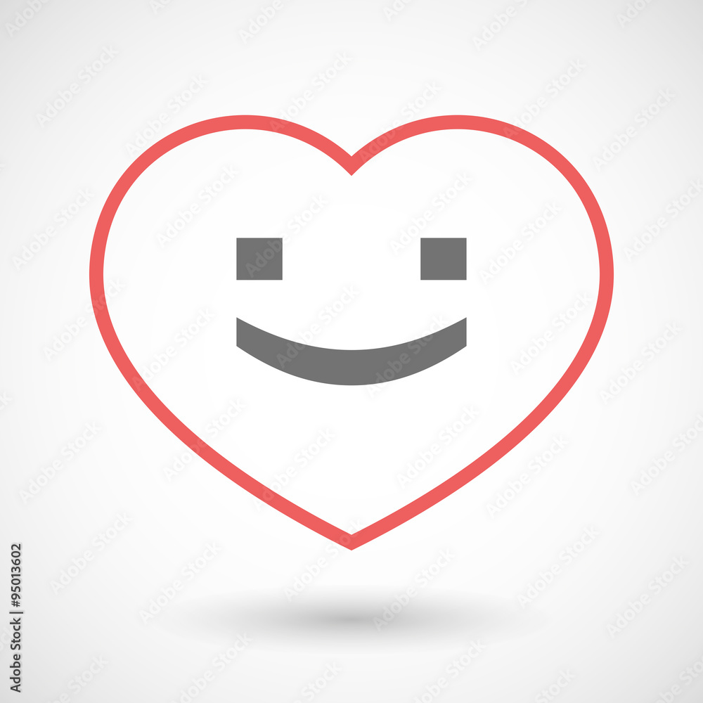 Line hearth icon with a smile text face