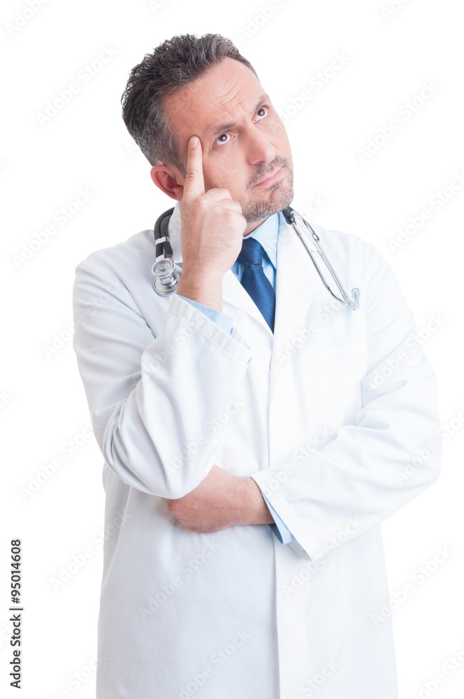 Smart young and handsome medic or doctor thinking Smart young and handsome medic or doctor thinking