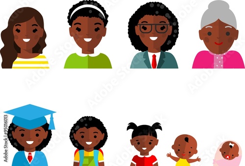All avatar age group of african american woman. 
