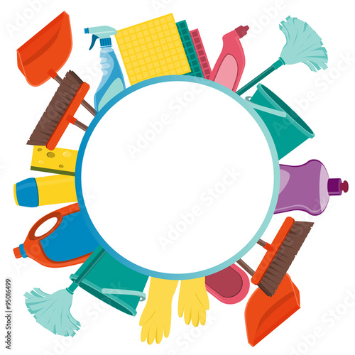 Round background tools for cleaning. Vector illustration