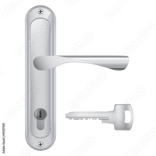 Door handle and key. 