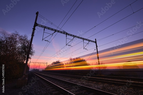 Train at the sunrise