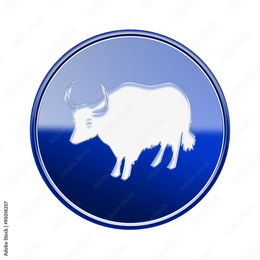 Ox Zodiac icon blue, isolated on white background. Ox Zodiac icon blue, isolated on white background.