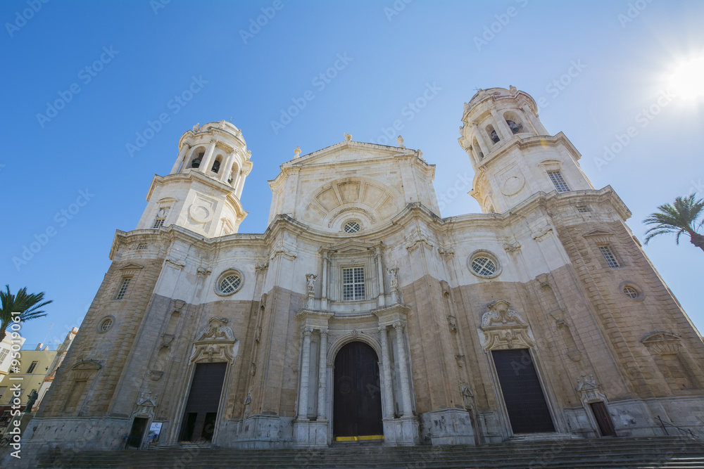 Main facade of the cathedral city of Cadiz, Spain
