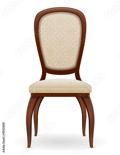wooden chair furniture with padded backrest and seats vector ill