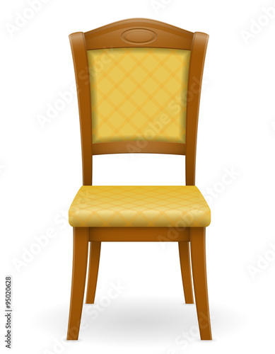 wooden chair furniture with padded backrest and seats vector ill