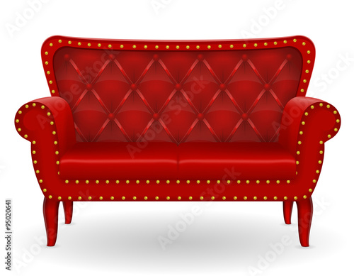 red sofa furniture vector illustration