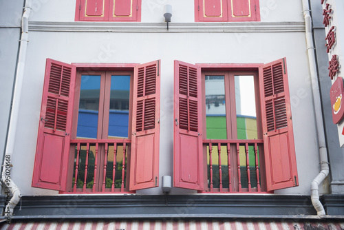 Photography beautiful historic architecture, shophouses in chinatown, Singap