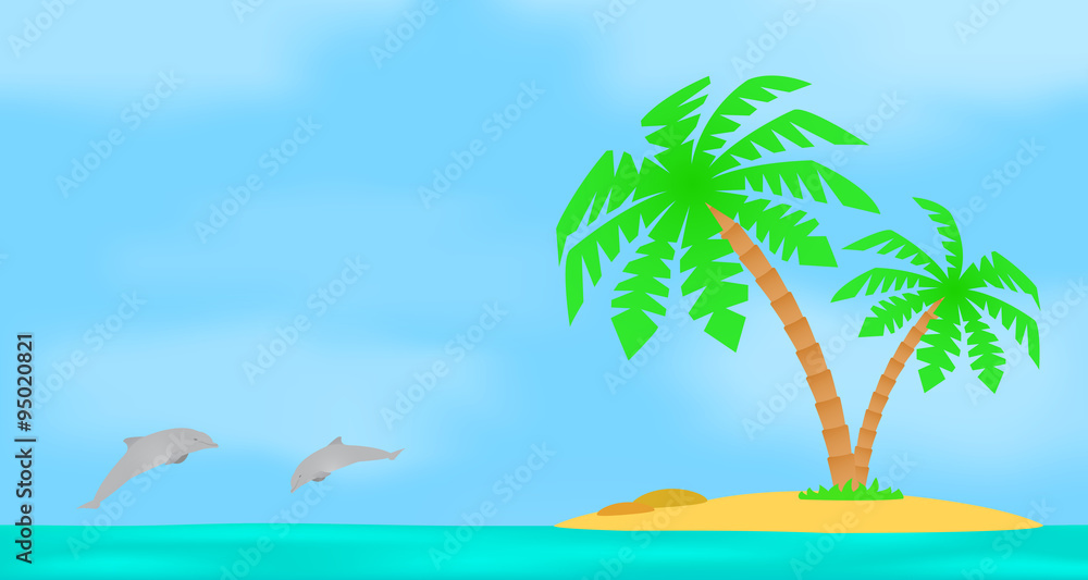 An island with a palm tree. An island with a palm tree.