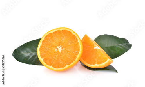 Slice of fresh orange  on white background