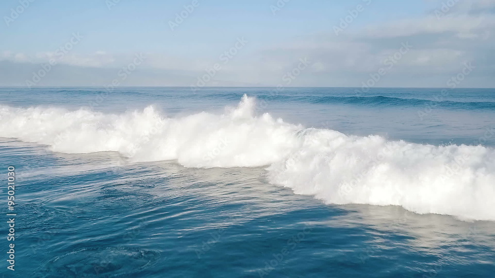 Flying Blue Ocean Waves Breaking. Winter North Shore Swell. Flying Blue Ocean Waves Breaking. Winter North Shore Swell.