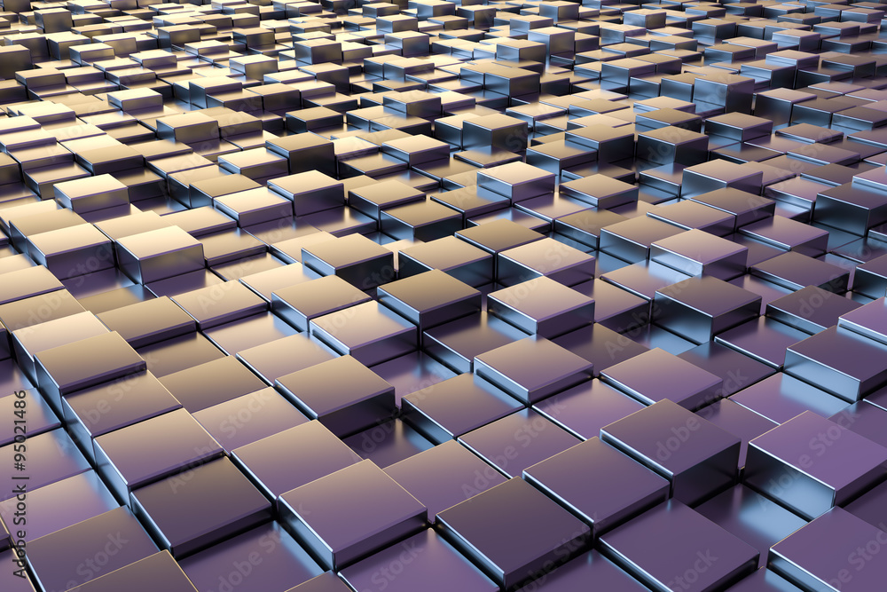Naklejka premium purple metallic cubes