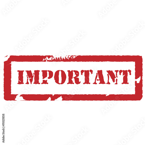 Rubber stamp with text important