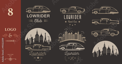 Set Vintage Lowrider Logo Badge and Sign
