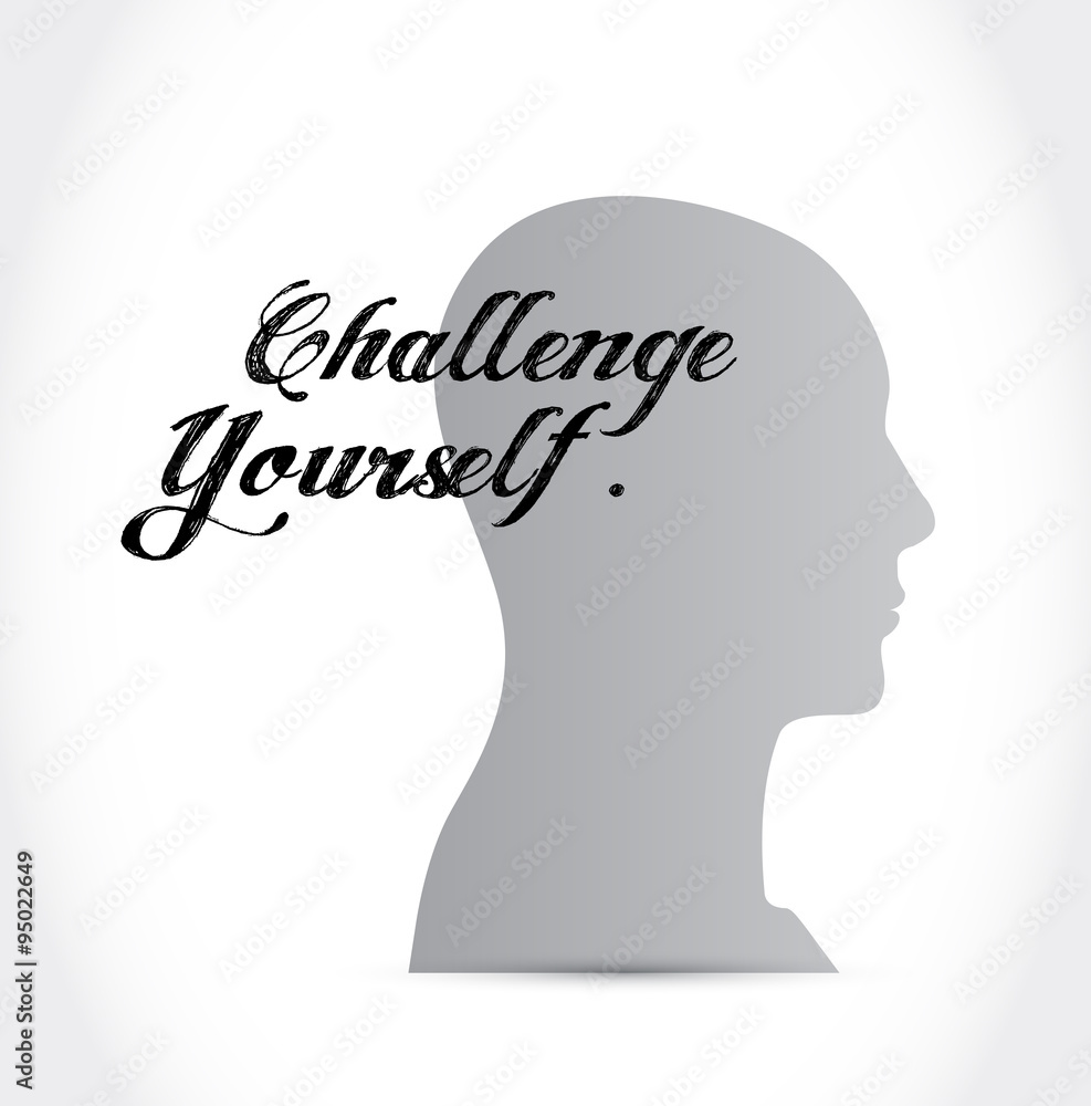 Challenge Yourself thinking brain sign concept