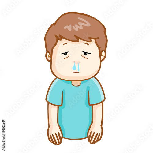 ill man runny nose cartoon vector