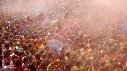 Festival de los colores Holy at Barcelona. It is traditional holiday  of Indian culture