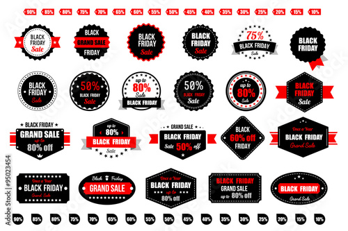 Black friday retro vintage typographic sale labels. Vector set.