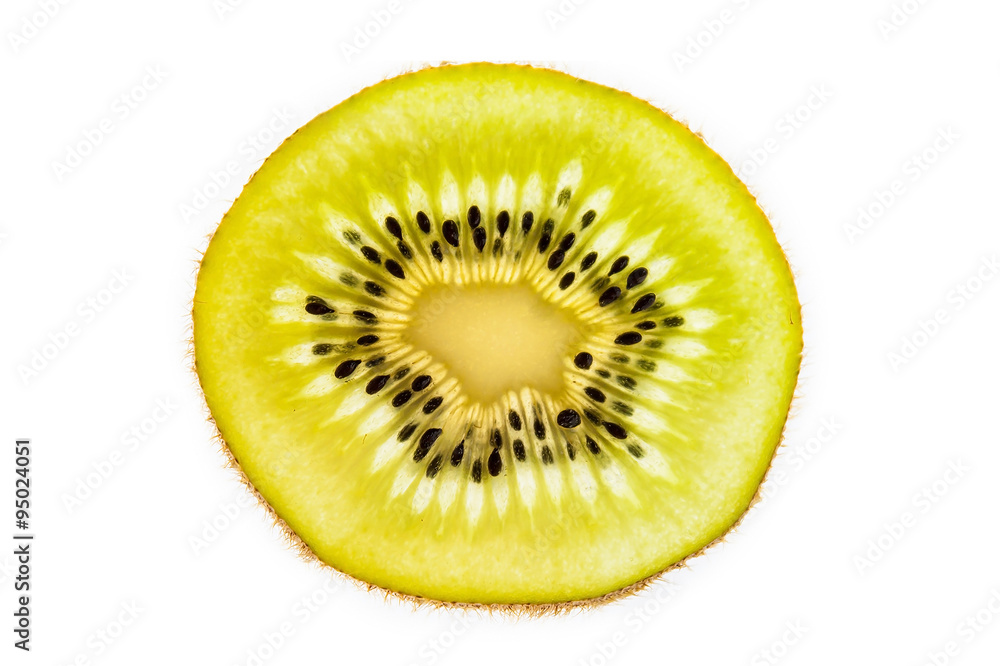 Slice of fresh kiwi fruit isolated on white background Slice of fresh kiwi fruit isolated on white background