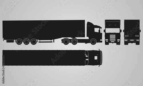 Front, back, top and side truck with load trailer projection